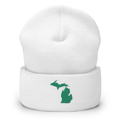 Michigan Cuffed Beanie | Emerald Green Outline