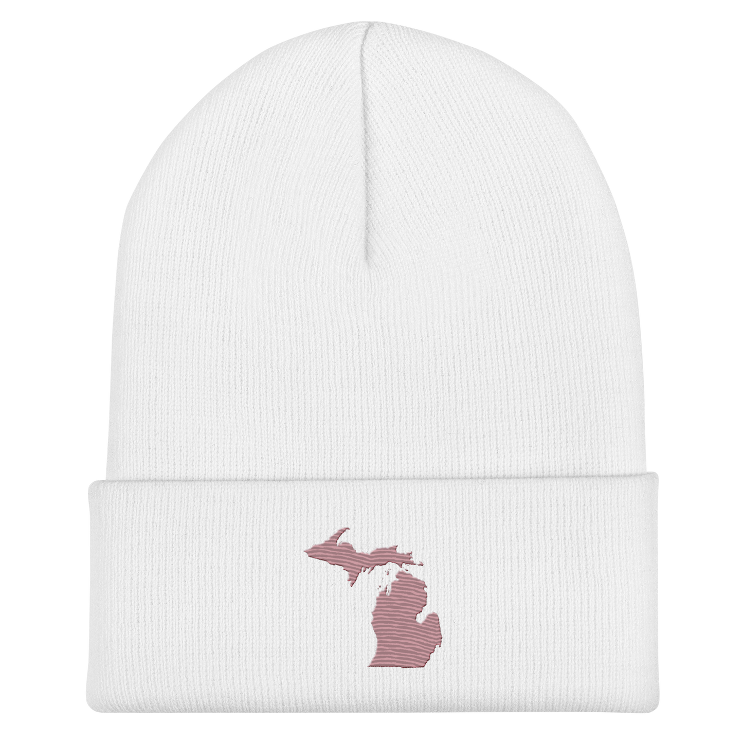 Michigan Cuffed Beanie | Cherry Blossom Pink Outline