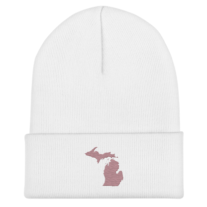 Michigan Cuffed Beanie | Cherry Blossom Pink Outline