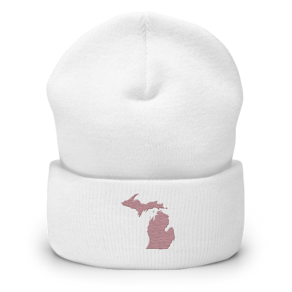 Michigan Cuffed Beanie | Cherry Blossom Pink Outline