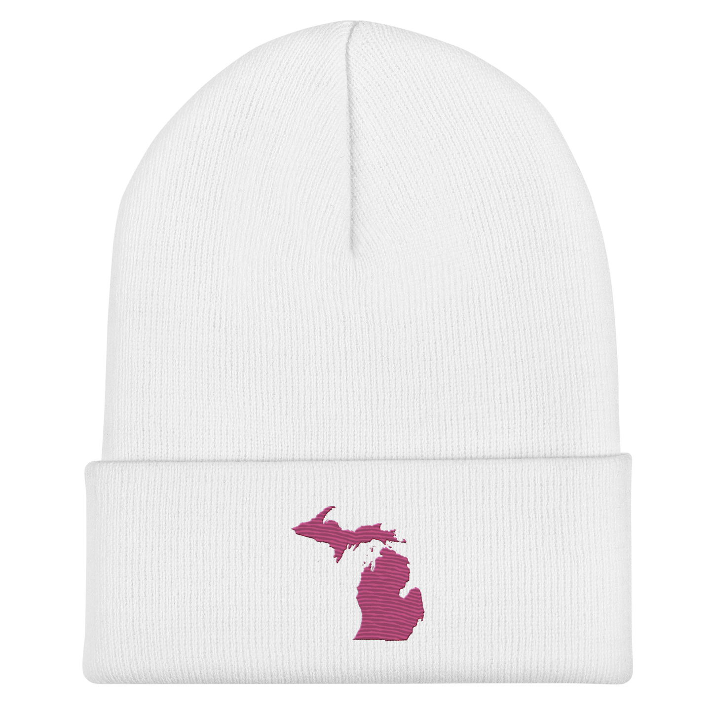 Michigan Cuffed Beanie | Apple Blossom Pink Outline