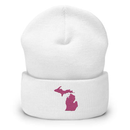 Michigan Cuffed Beanie | Apple Blossom Pink Outline