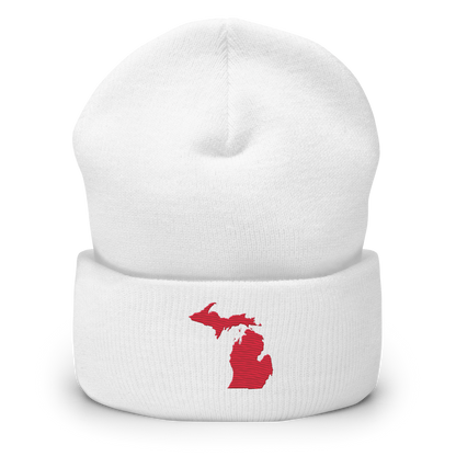 Michigan Cuffed Beanie | Lighthouse Red Outline