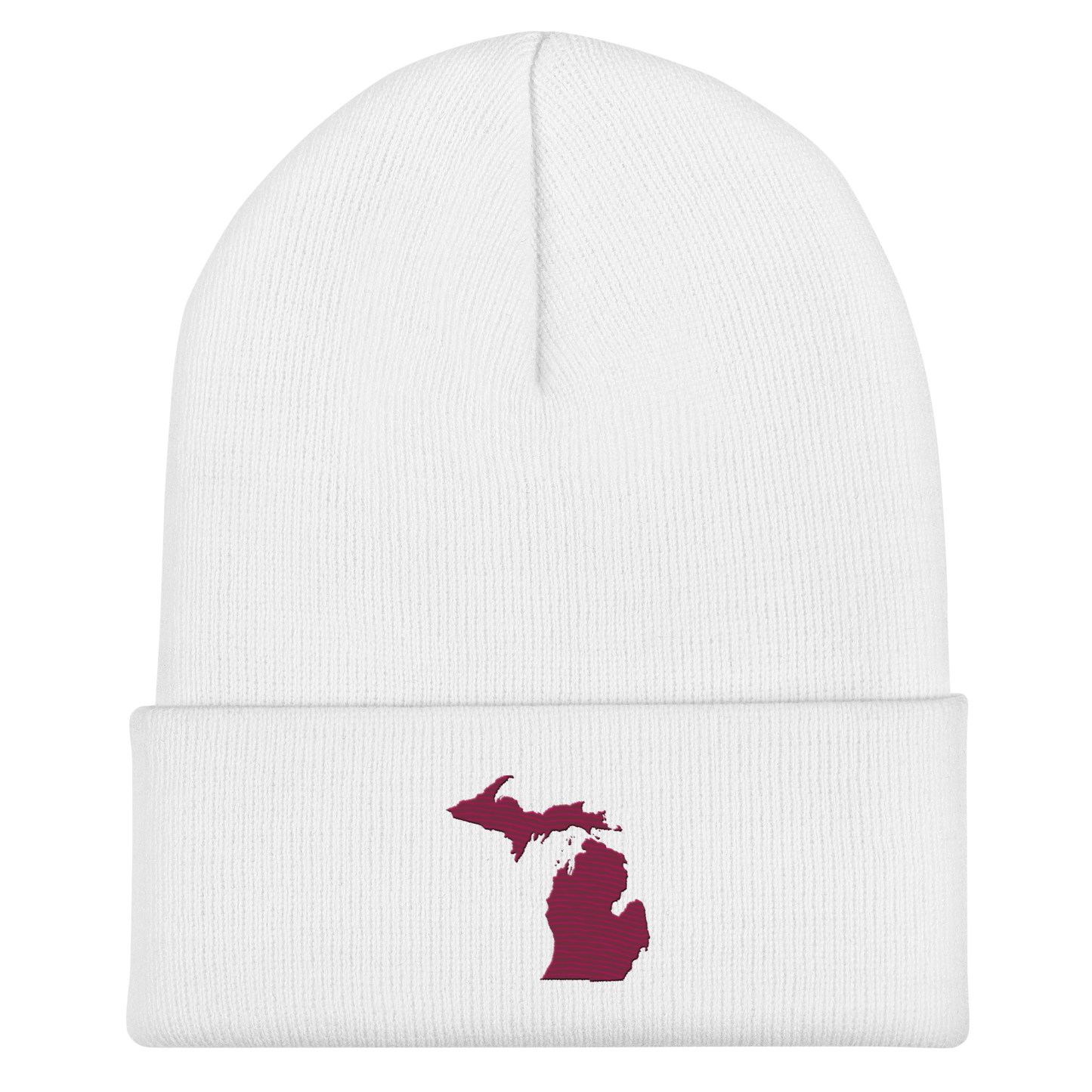 Michigan Cuffed Beanie | Ruby Red Outline