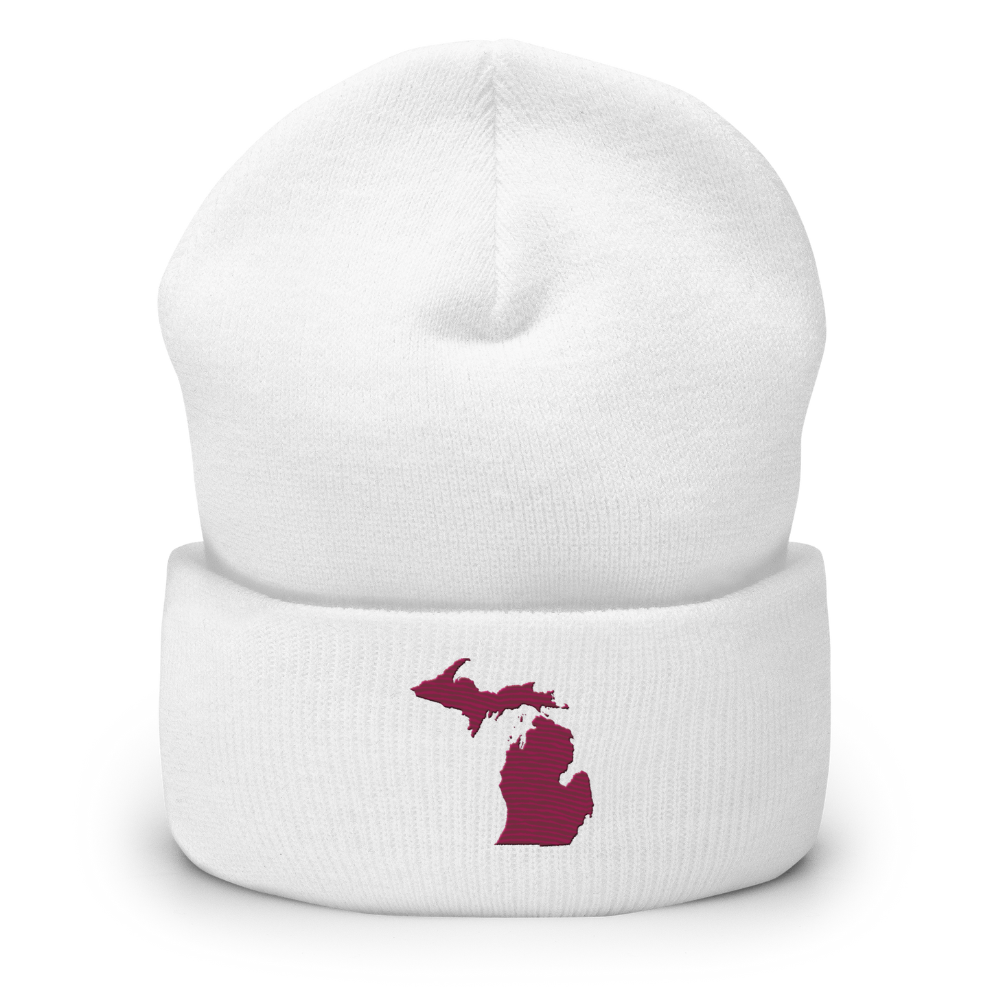 Michigan Cuffed Beanie | Ruby Red Outline