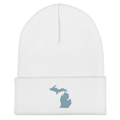 Michigan Cuffed Beanie | Opal Blue Outline