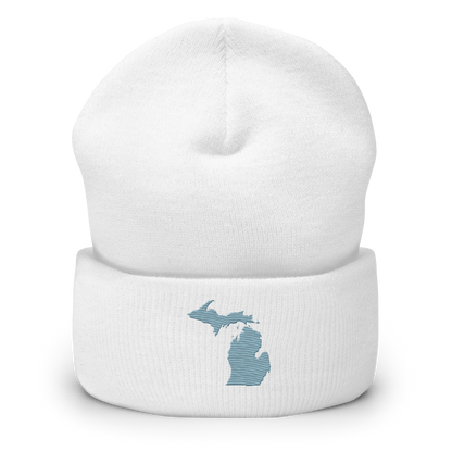 Michigan Cuffed Beanie | Opal Blue Outline