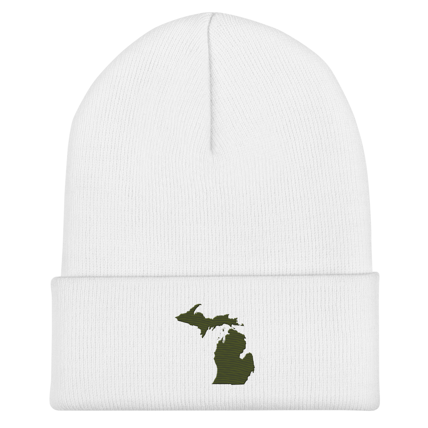 Michigan Cuffed Beanie | Army Green Outline