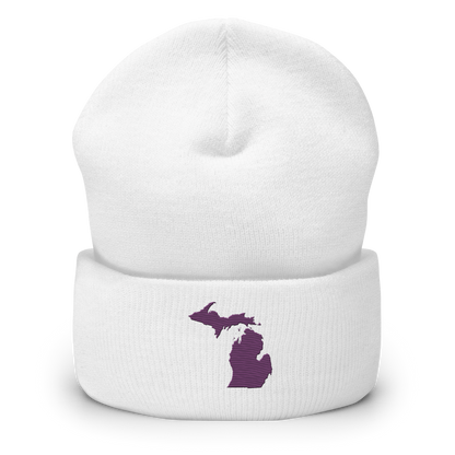 Michigan Cuffed Beanie | Plum Outline