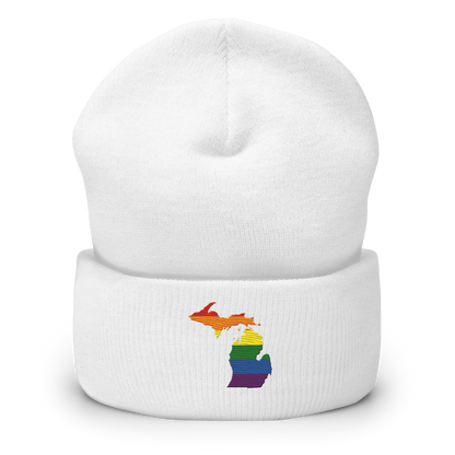 Michigan Cuffed Beanie | Rainbow Pride Outline