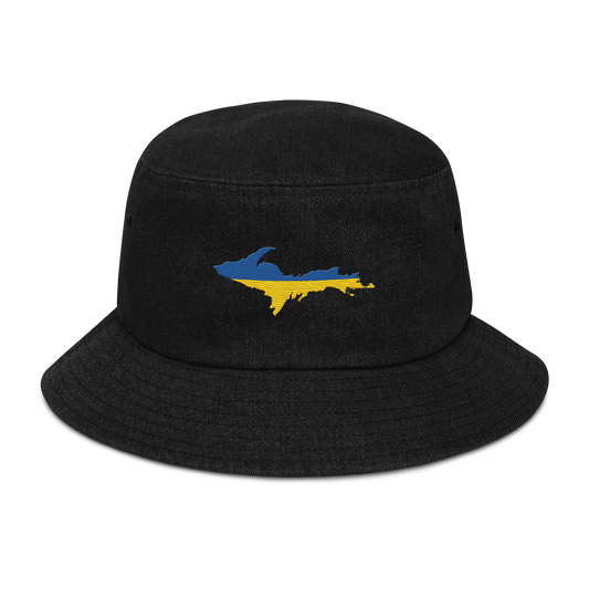Michigan Upper Peninsula Denim Bucket Hat (Ukraine Edition)