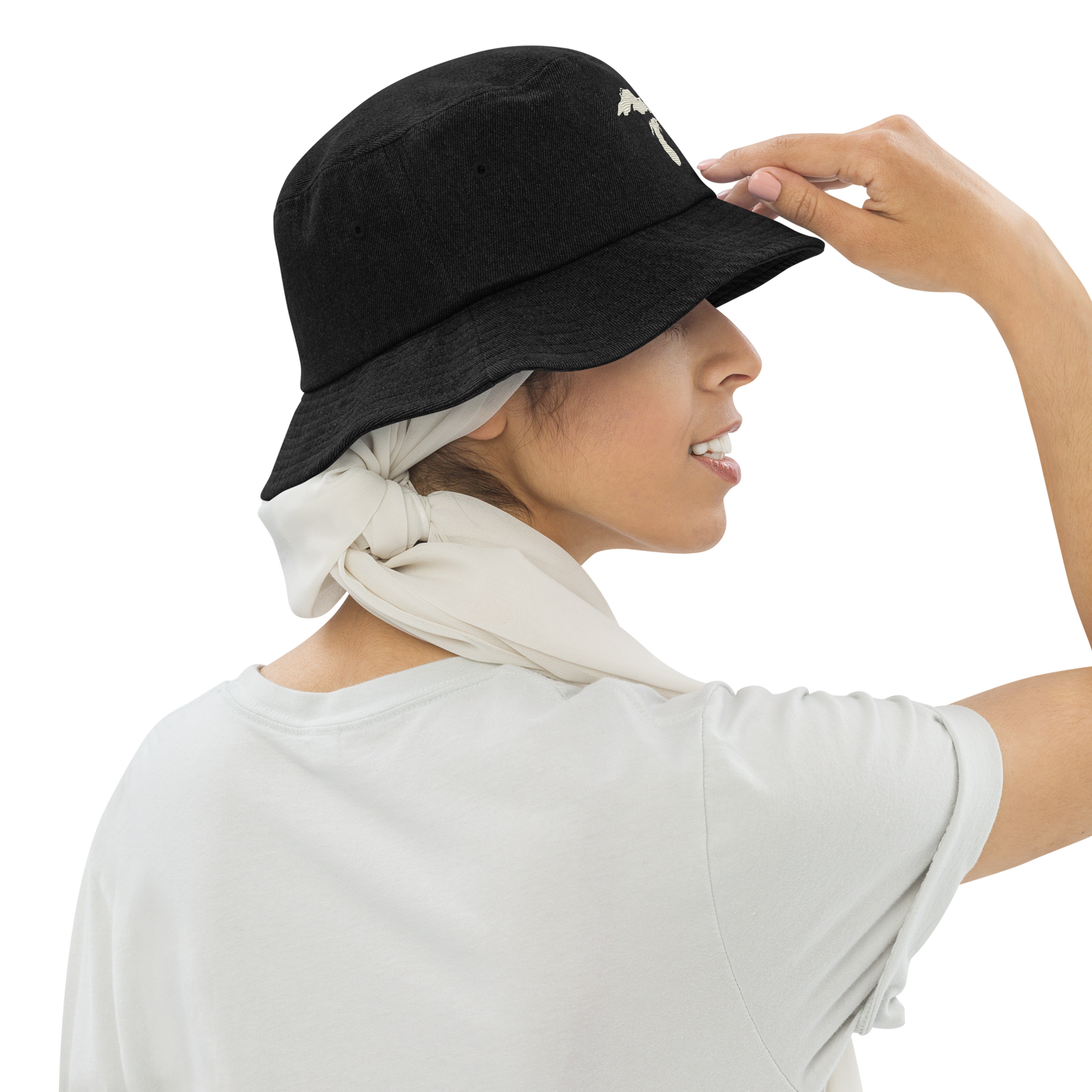 Great Lakes Denim Bucket Hat (Ivory White)