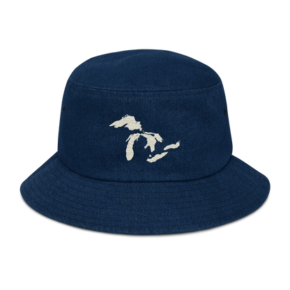 Great Lakes Denim Bucket Hat (Ivory White)