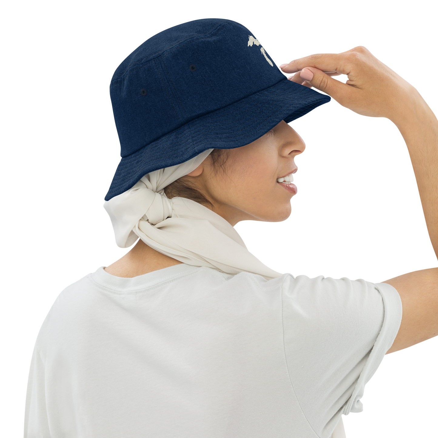 Great Lakes Denim Bucket Hat (Ivory White)