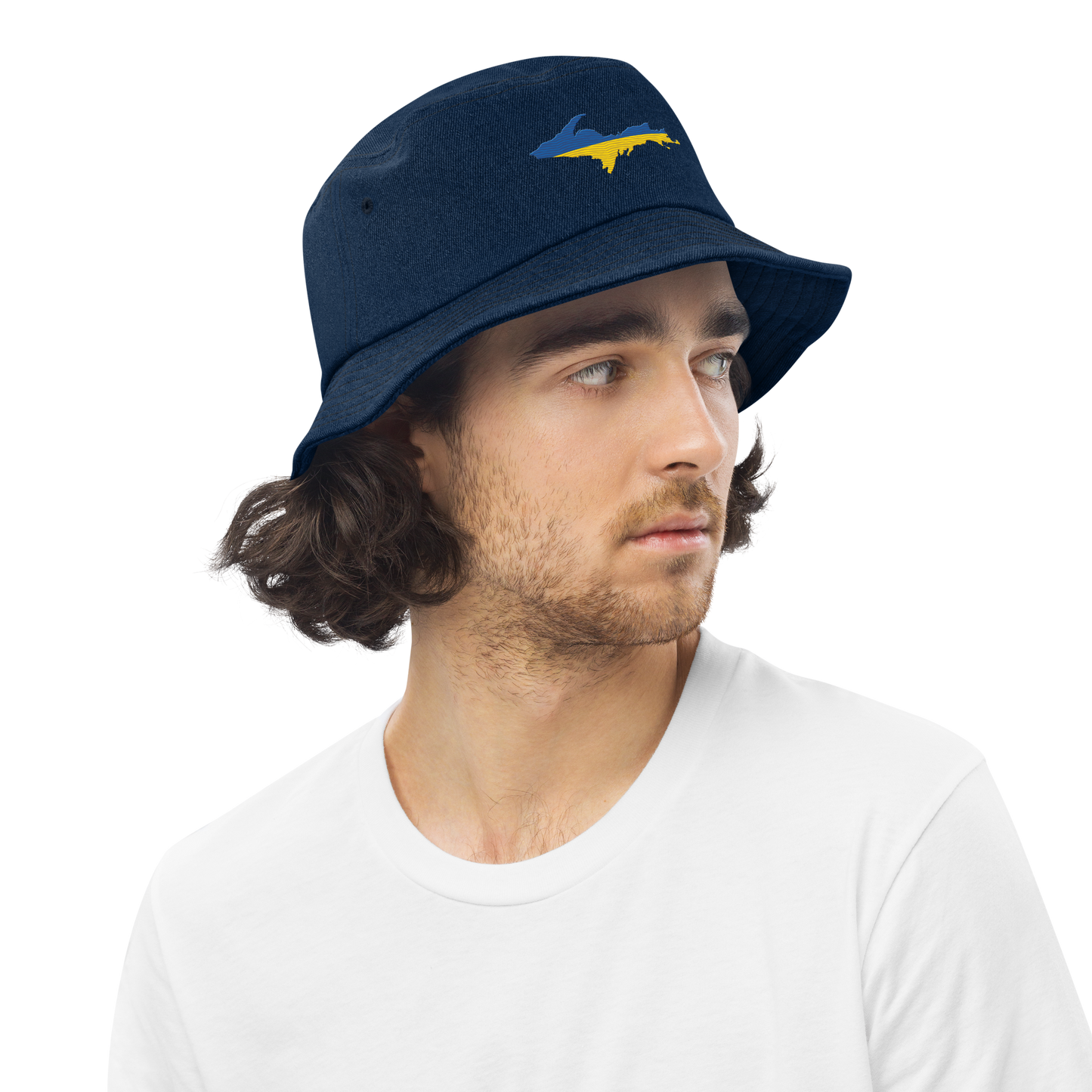 Michigan Upper Peninsula Denim Bucket Hat (Ukraine Edition)