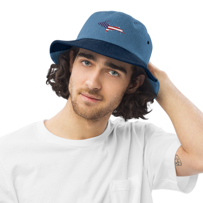 Michigan Upper Peninsula Denim Bucket Hat (Patriot Edition)