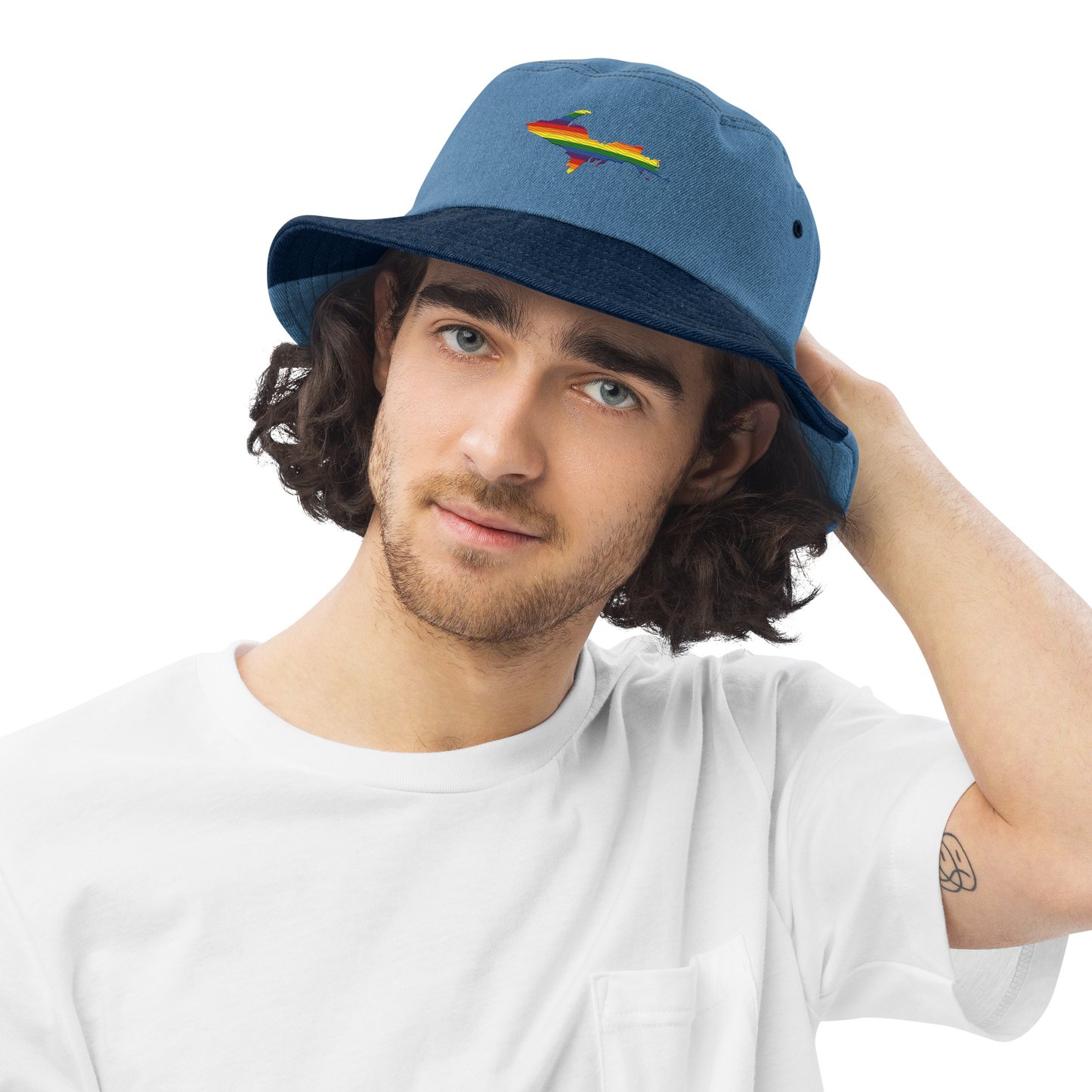 Michigan Upper Peninsula Denim Bucket Hat (Pride Edition)