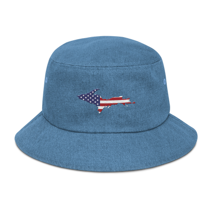 Michigan Upper Peninsula Denim Bucket Hat (Patriot Edition)