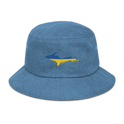 Michigan Upper Peninsula Denim Bucket Hat (Ukraine Edition)