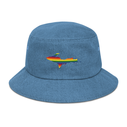 Michigan Upper Peninsula Denim Bucket Hat (Pride Edition)