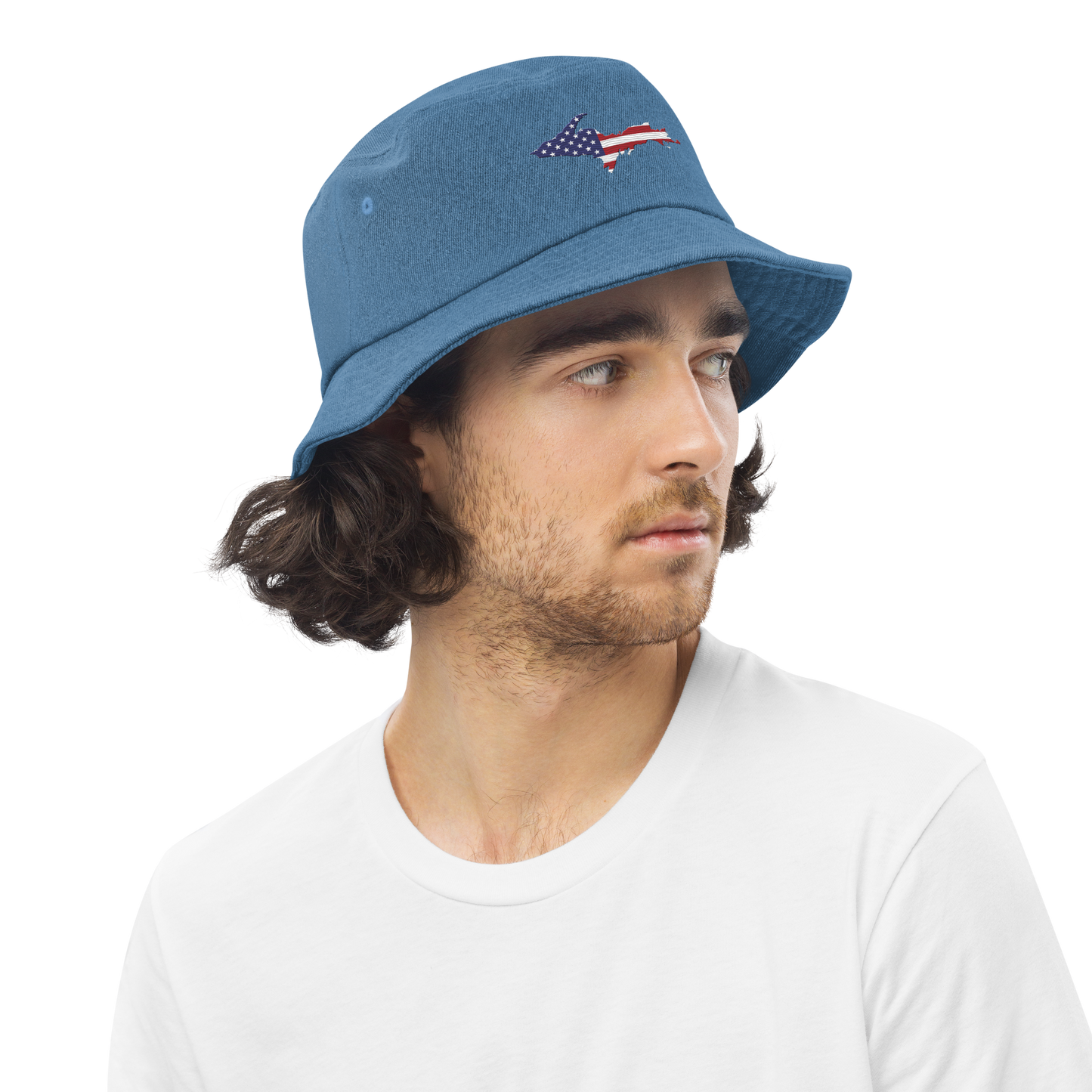 Michigan Upper Peninsula Denim Bucket Hat (Patriot Edition)