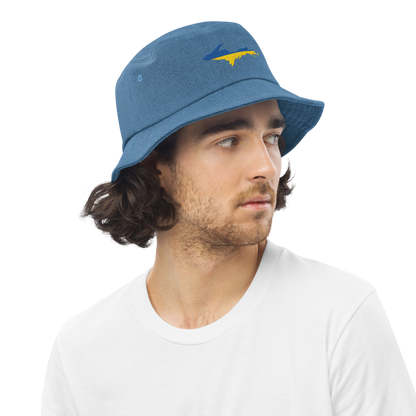 Michigan Upper Peninsula Denim Bucket Hat (Ukraine Edition)