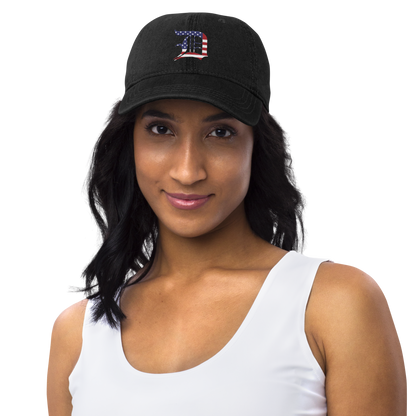 Detroit 'Old English D' Denim Baseball Cap (Patriotic Edition)