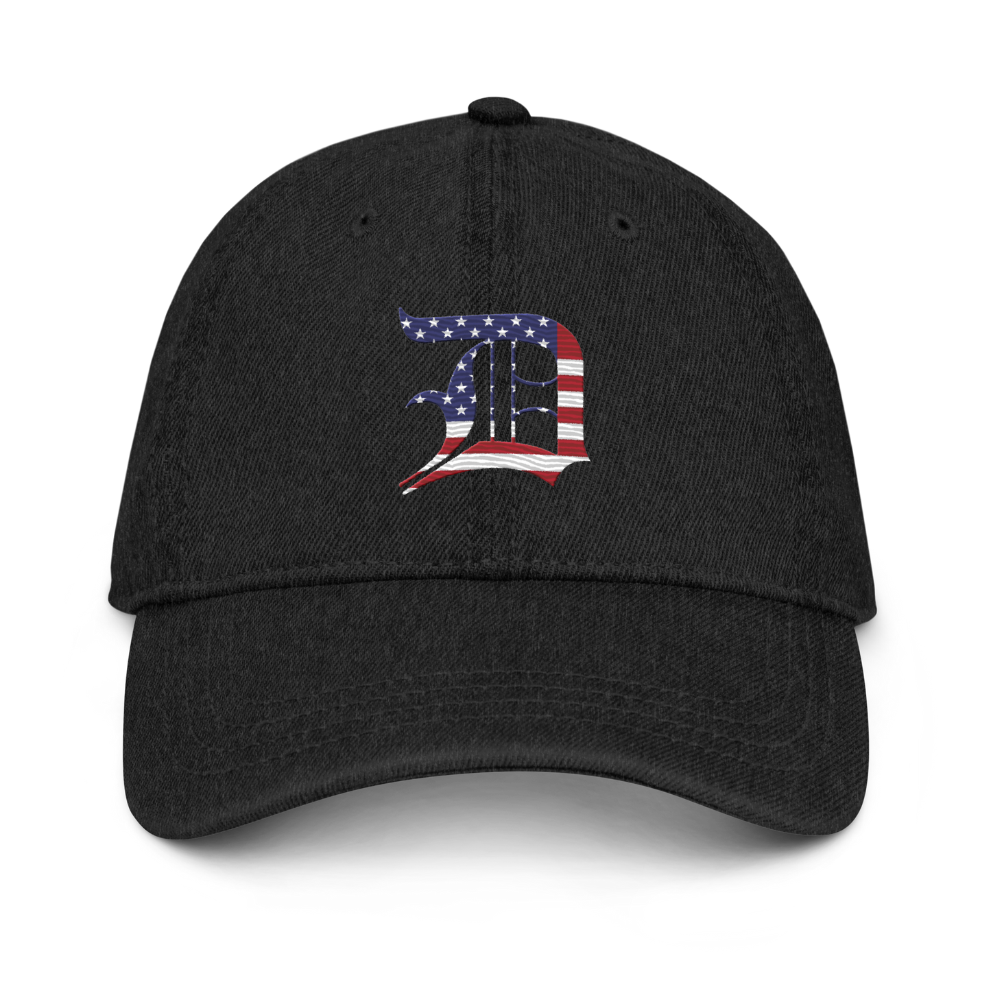 Detroit 'Old English D' Denim Baseball Cap (Patriotic Edition)