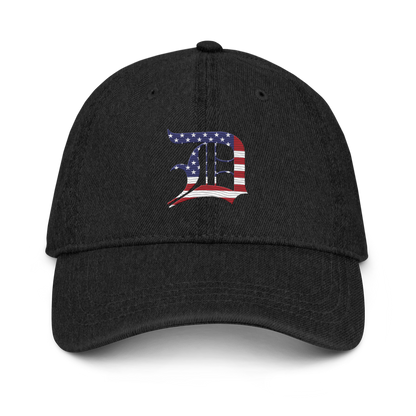 Detroit 'Old English D' Denim Baseball Cap (Patriotic Edition)