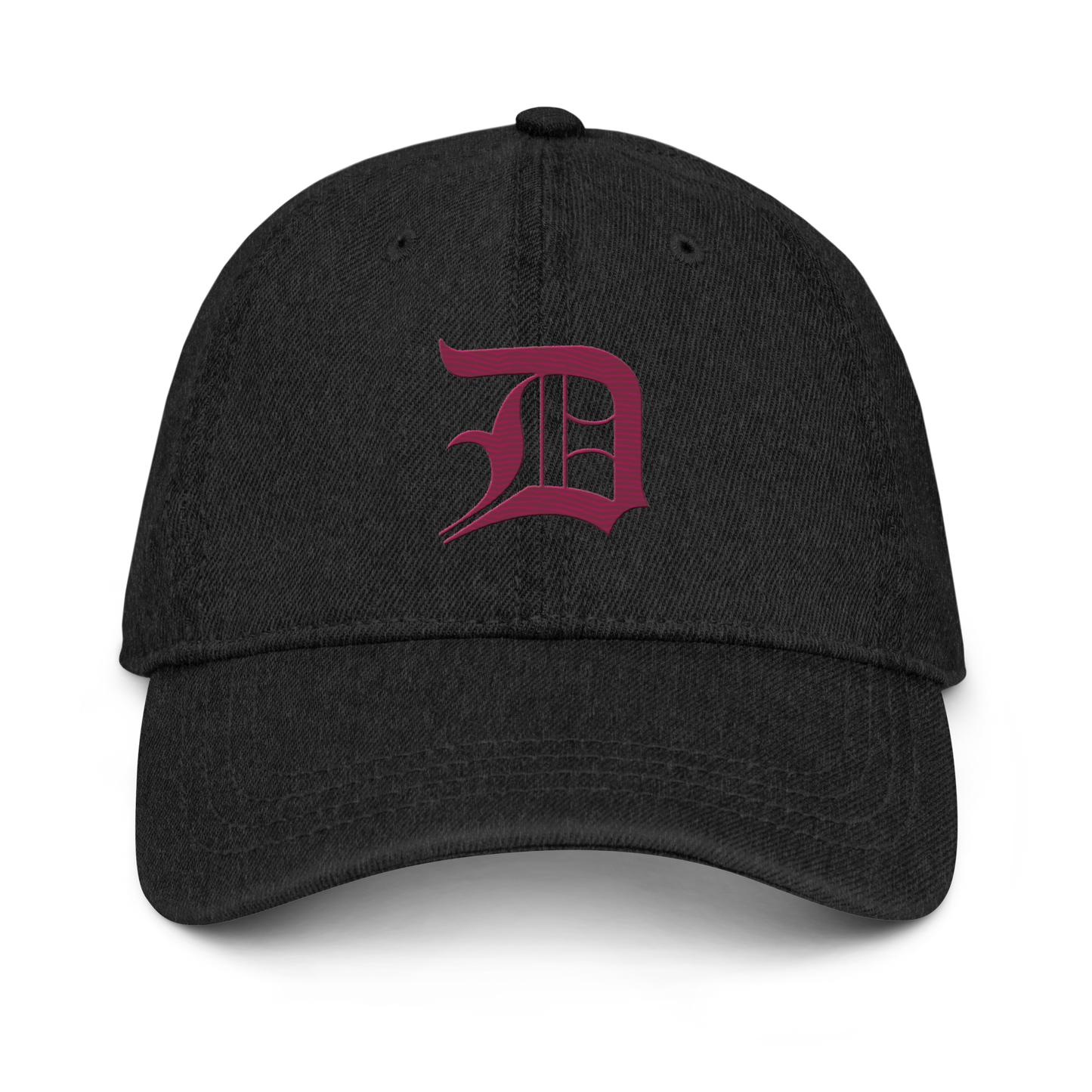 Detroit 'Old English D' Denim Baseball Cap (Ruby Red)