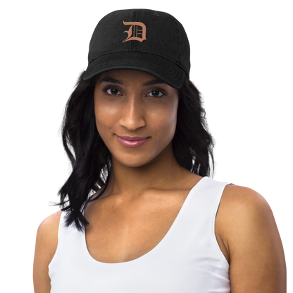 Detroit 'Old English D' Denim Baseball Cap (Copper Color)