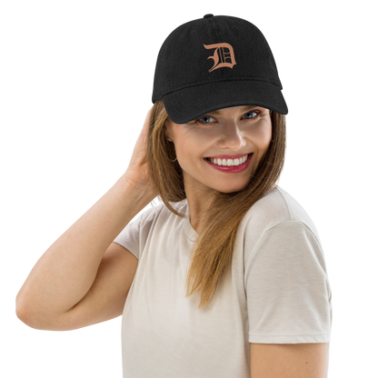 Detroit 'Old English D' Denim Baseball Cap (Copper Color)