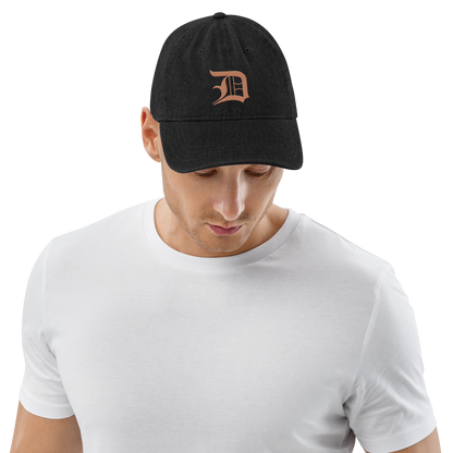 Detroit 'Old English D' Denim Baseball Cap (Copper Color)