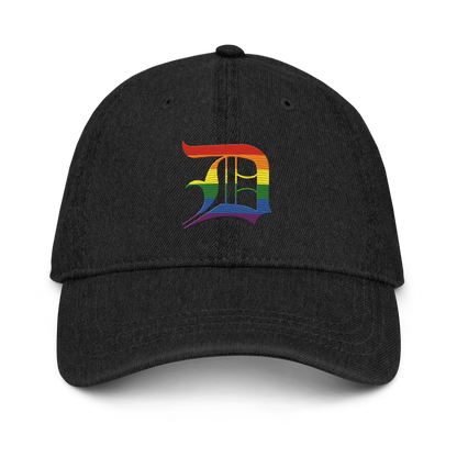 Detroit 'Old English D' Denim Baseball Cap (Rainbow Pride Edition)