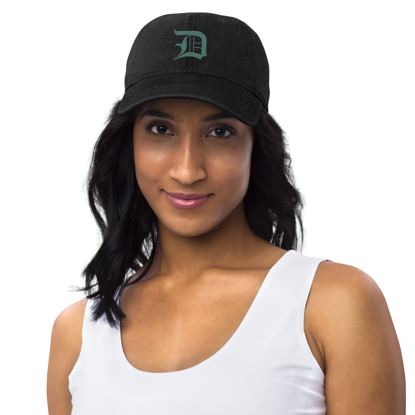 Detroit 'Old English D' Denim Baseball Cap (Copper Green)