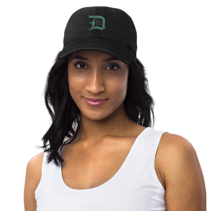 Detroit 'Old English D' Denim Baseball Cap (Copper Green)