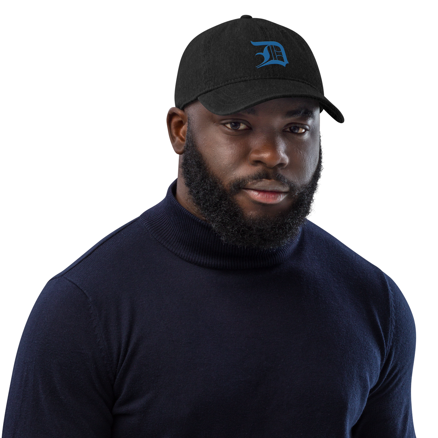 Detroit 'Old English D' Denim Baseball Cap (Azure)