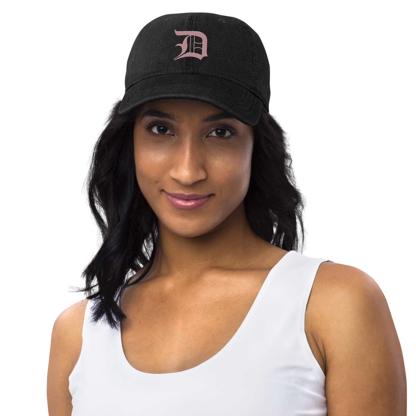 Detroit 'Old English D' Denim Baseball Cap (Cherry Blossom Pink)