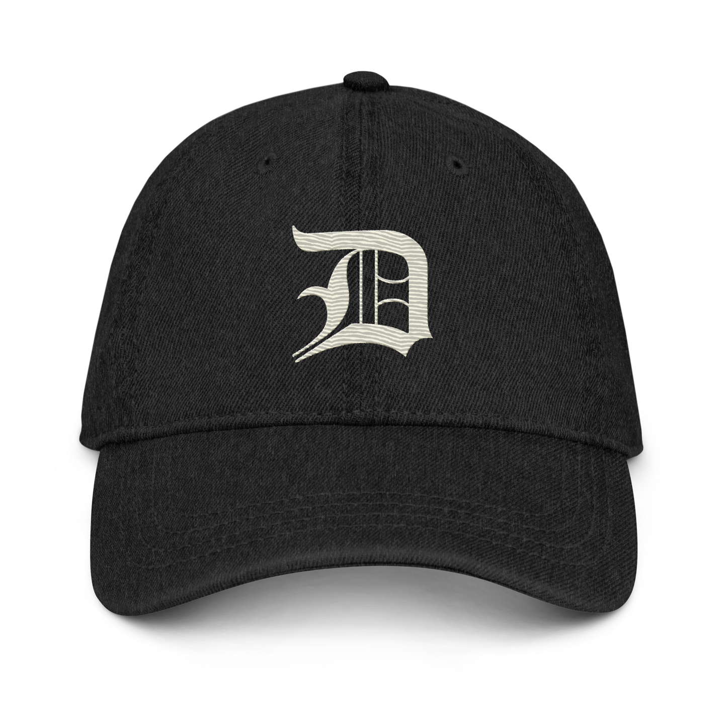 Detroit 'Old English D' Denim Baseball Cap (Ivory White)