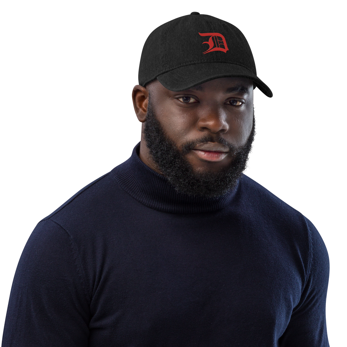 Detroit 'Old English D' Denim Baseball Cap (Aliform Red)