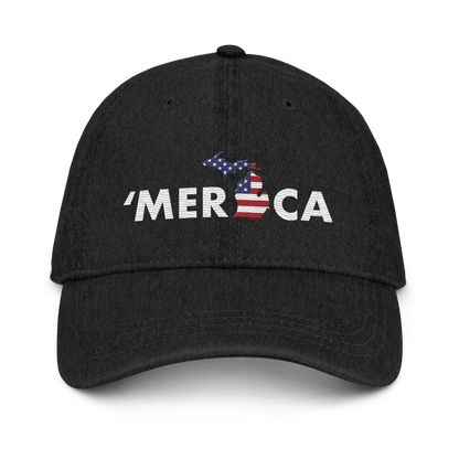 Michigan 'Merica' Denim Baseball Cap