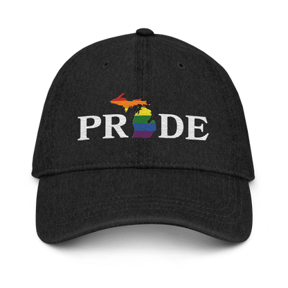 Michigan 'Pride' Denim Baseball Cap (Rainbow Pride Outline)