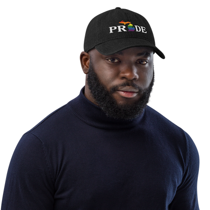 Michigan 'Pride' Denim Baseball Cap (Rainbow Pride Outline)