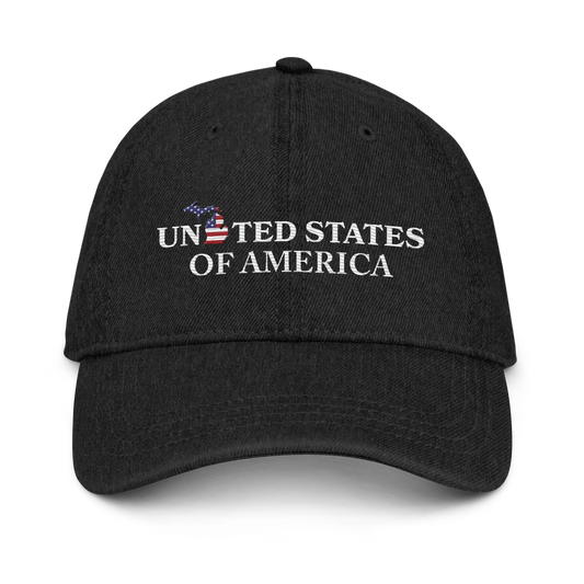 'United States of America' Denim Baseball Cap (Michigan Patriot Edition)