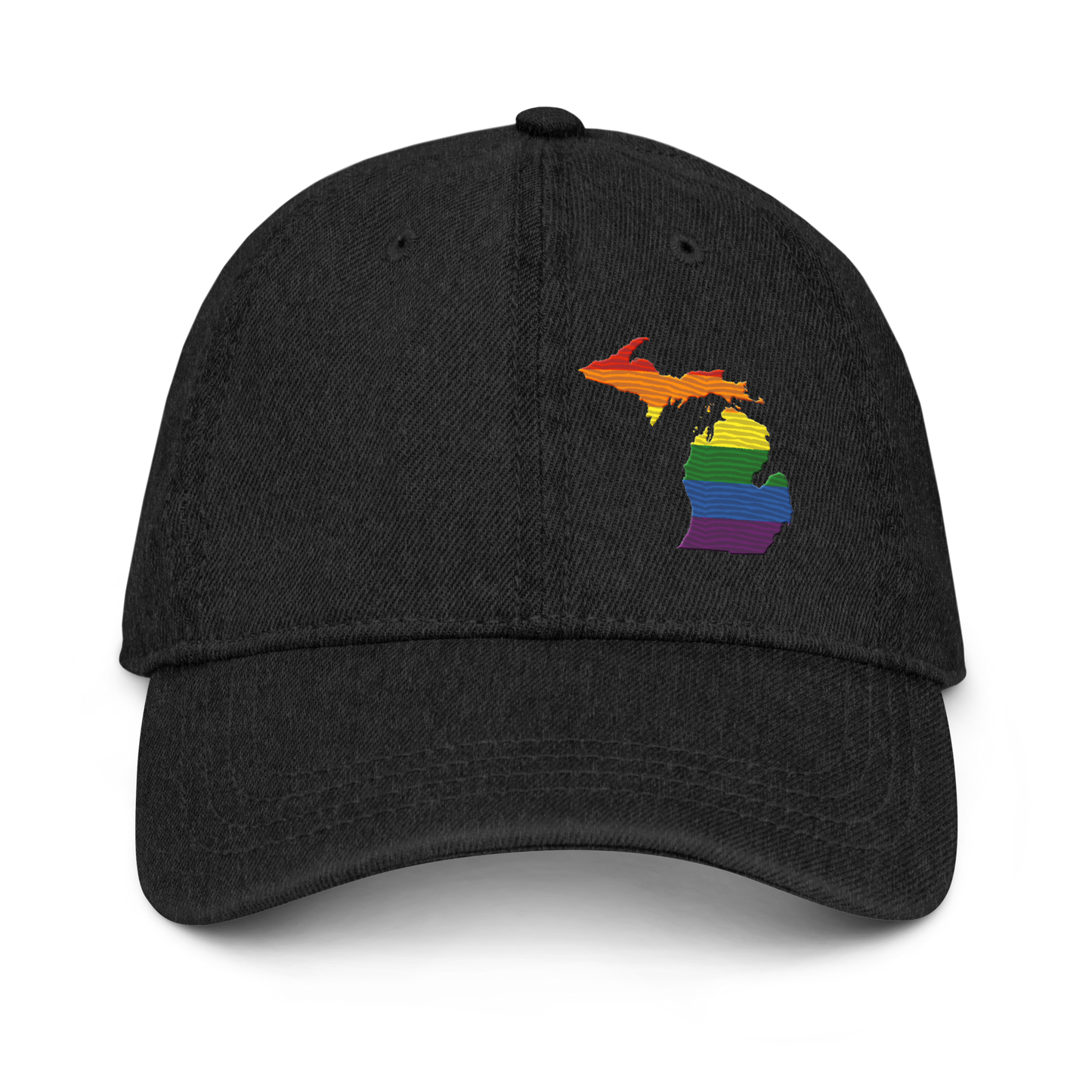 Michigan Denim Baseball Cap (Rainbow Pride Outline)