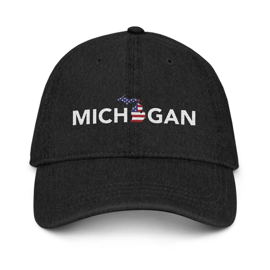 'Michigan' Denim Baseball Cap (Sans Font Patriot Edition)