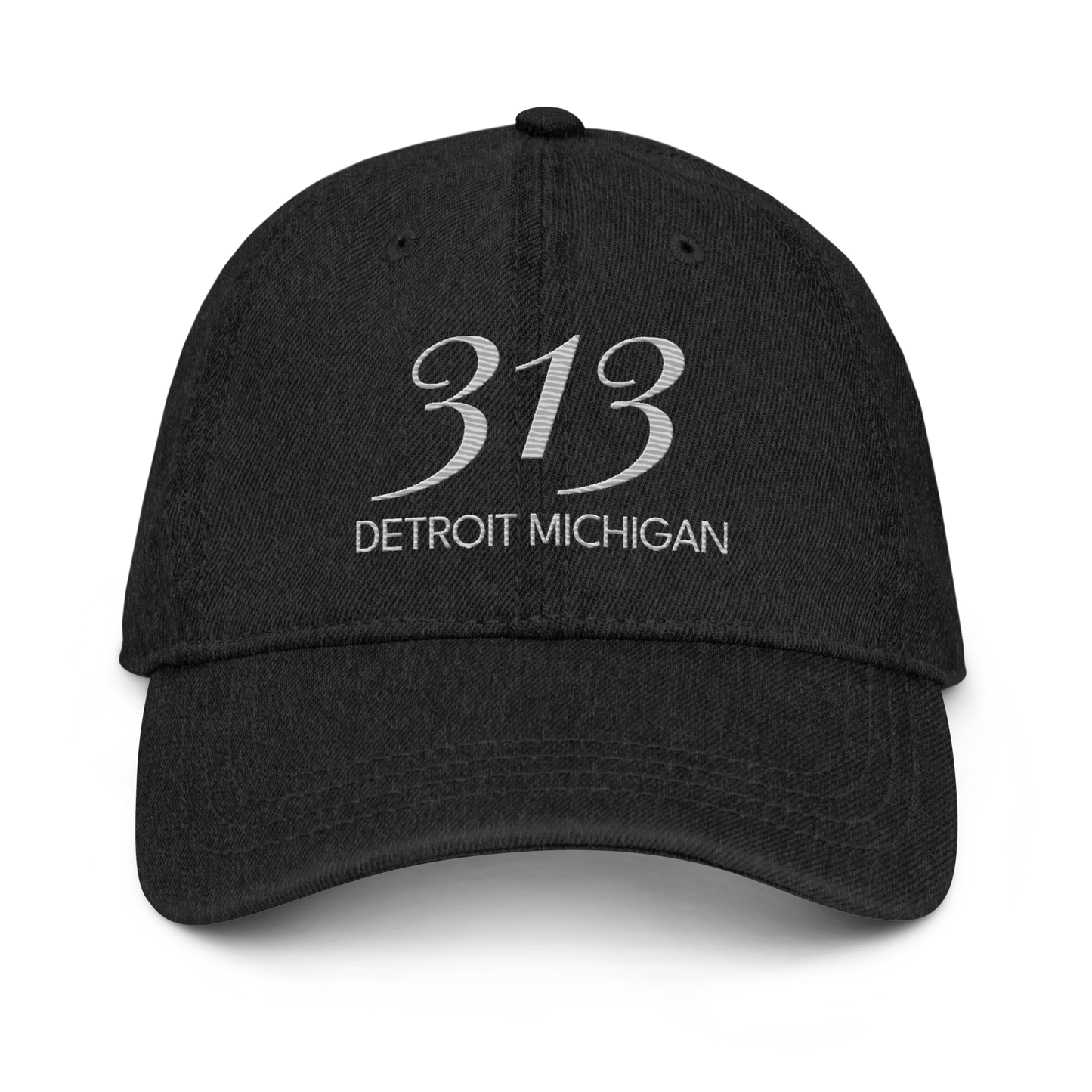 '313 Detroit Michigan' Denim Baseball Cap | Platinum