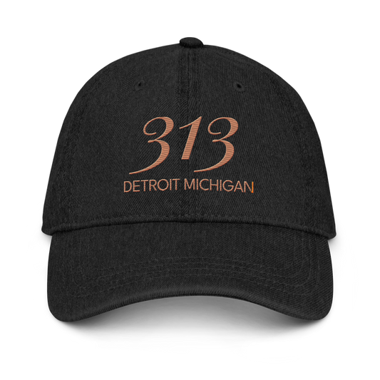 '313 Detroit Michigan' Denim Baseball Cap | Copper