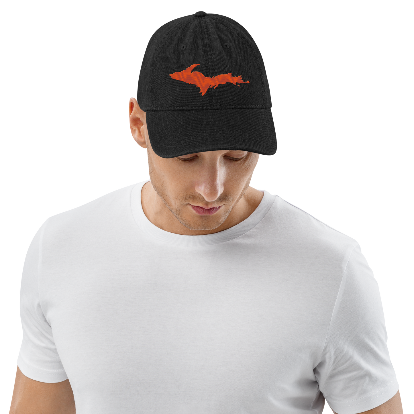 Upper Peninsula Denim Baseball Cap | Maple Leaf Orange