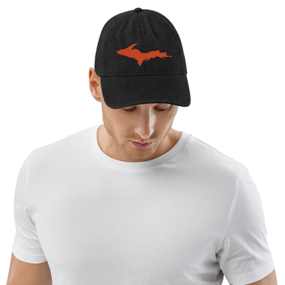 Upper Peninsula Denim Baseball Cap | Maple Leaf Orange